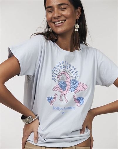 Lollys Laundry - RomaLL Påfugl T-shirt - Light Blue